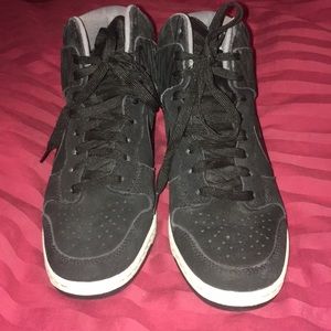 Nike sky high wedge sneakers black suede size 9￼